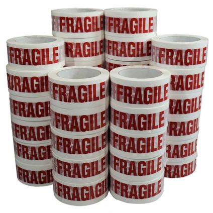 TECPLAST verpakkingstape "fragile" in rood - 50 mm x 100 m - 36 rollen