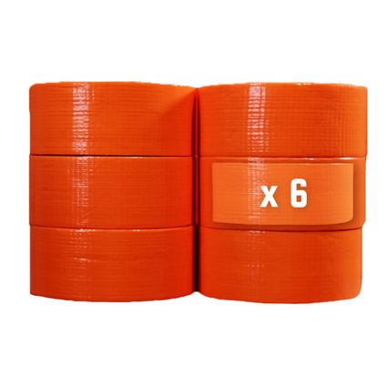 Lot de 6 rubans adhésifs toilés orange Tecplast 50 mm x 33 m - rouleau adhésif