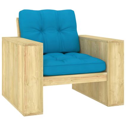 The Living Store - Bois - Chaise de jardin avec coussins bleu Bois de pin - TLS306574