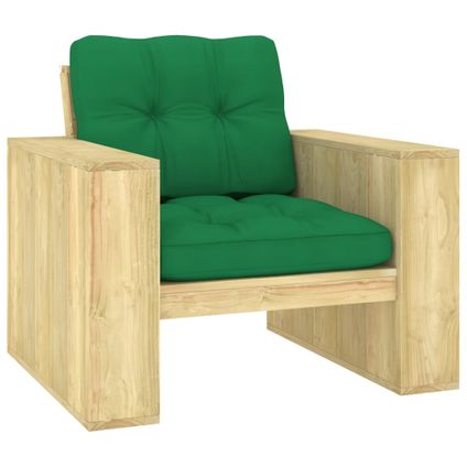 The Living Store - Bois - Chaise de jardin avec coussins vert Bois de pin - TLS306574