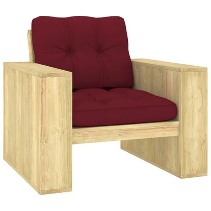 The Living Store - Bois - Chaise de jardin avec coussins bordeaux Bois de pin - TLS306575