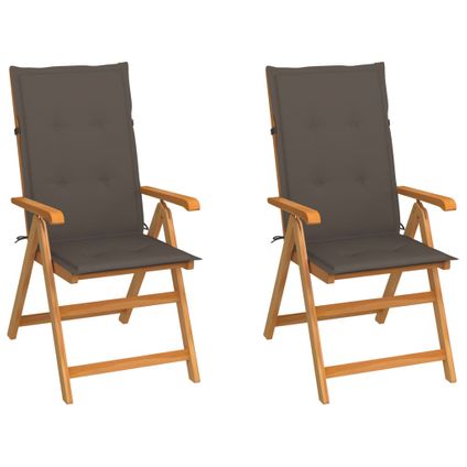 The Living Store - Teck - Chaises de jardin 2 pcs avec coussins taupe Bois de - TLS306238