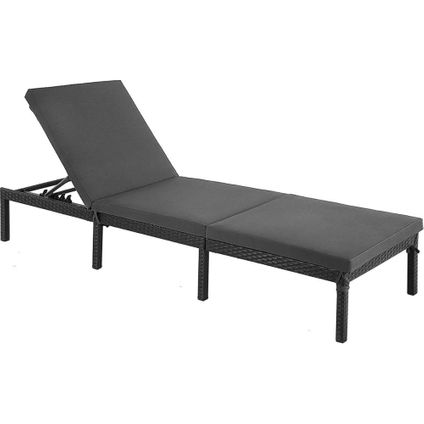 ACAZA ligbed Tuin Relax Zetel met matras - zwart - 198x59x33cm