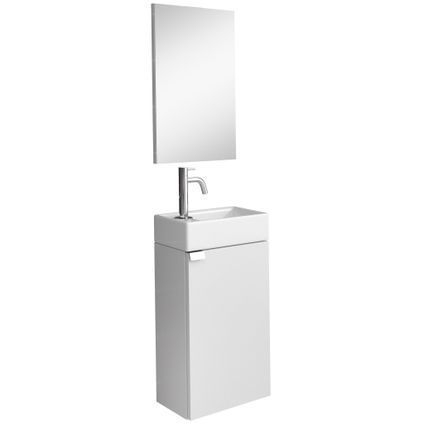 Armoire de toilette Apollo 40 x 22 cm - Badplaats - Blanc brillant - Avec miroir