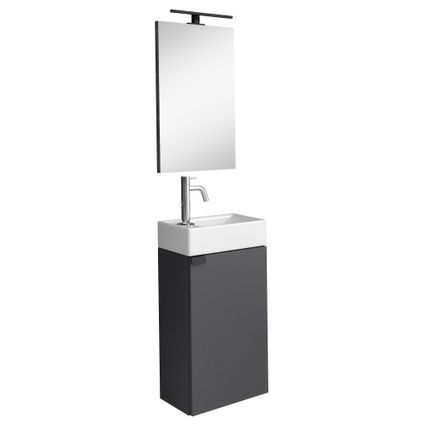 Armoire de toilette Apollo 40 x 22 cm - Badplaats - Anthracite - Avec Miroir et LED