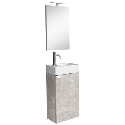 Armoire de toilette Apollo 40 x 22 cm - Badplaats - Béton - Avec Miroir et LED