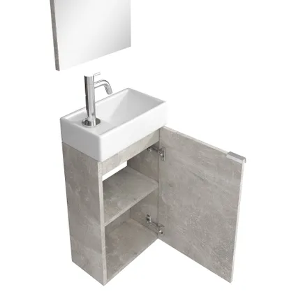 Badplaats Toiletmeubel Apollo 40cm met spiegel en LED - beton grijs 2