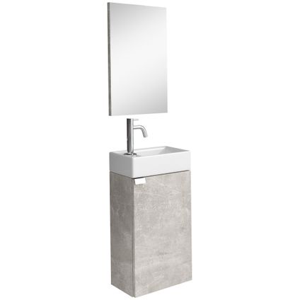 Armoire de toilette Apollo 40 x 22 cm - Badplaats - Gris béton - Avec miroir