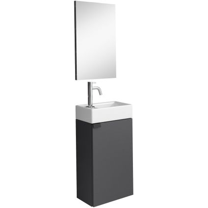 Armoire de toilette Apollo 40 x 22 cm - Badplaats - Anthracite - Avec miroir