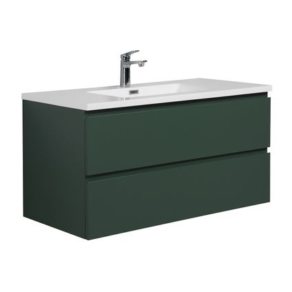 Meuble de salle de bain Angela 100 cm - Badplaats - noir vert – Armoire rangement