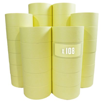 TECPLAST set van 108 rollen gele afplakband 50 mm x 50 m tot 80°