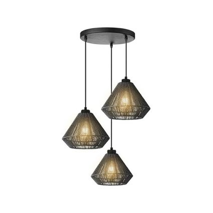 LABEL51 - Hanglamp Ibiza Diamond - 3-Lichts - 30x30x150cm - Zwart
