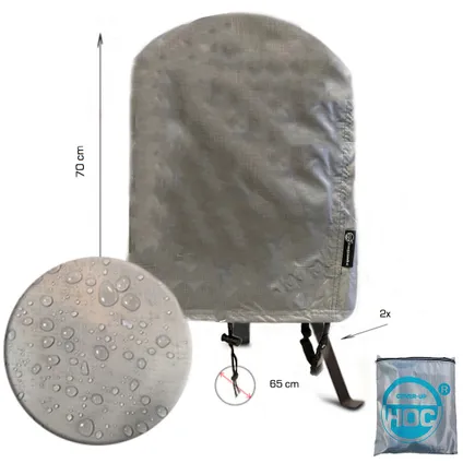 Housse de barbecue ronde 65x70 cm - CUHOC Diamond bbq cover - imperméable - sangles anti-tempête 5