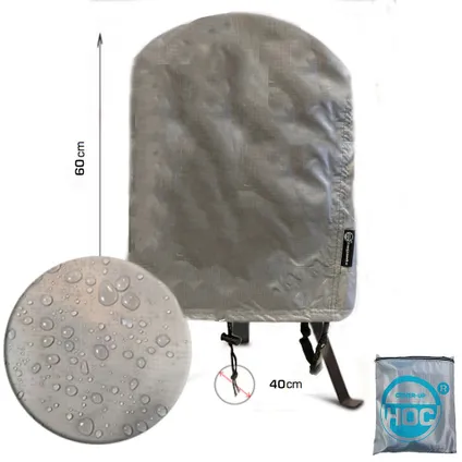 Housse de barbecue ronde 40x60 cm - CUHOC Diamond bbq cover - imperméable - sangles anti-tempête 3