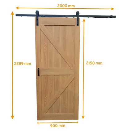 Schulte Porte coulissante complète - bois - 90x215 - décor chêne - Système ouvert noir - montage facile 2