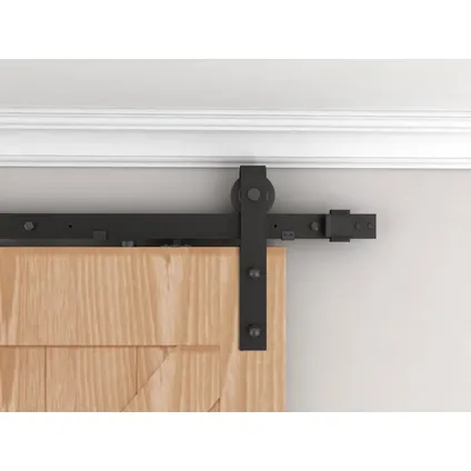 Schulte Porte coulissante complète - bois - 90x215 - décor chêne - Système ouvert noir - montage facile 3