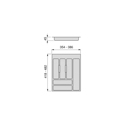 Range-couverts Optima pour tiroir universel Emuca, module 450mm, Plastique, Gris 3