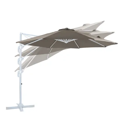 AXI Marisol Zweefparasol Rond Ø 300 cm in Wit / Taupe 4