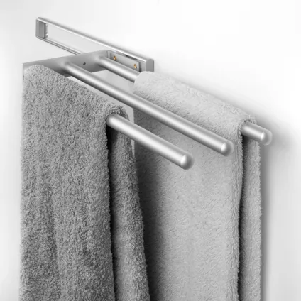 Emuca Uitschuifbare handdoekenrek, 3 armen, Aluminium, Matt geanodiseerd 2