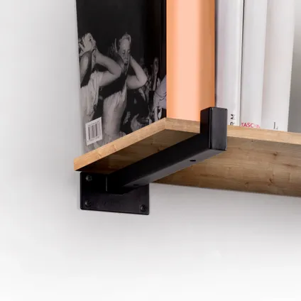 Emuca Set van houten plankdragers Shelf recht met vierkante buis, Staal, Zwart 5
