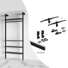 Praxis Emuca Kit van Beugelset voor 4 houten planken en 1 hangroede van 1m lang Zero, Aluminium en Zamak aanbieding