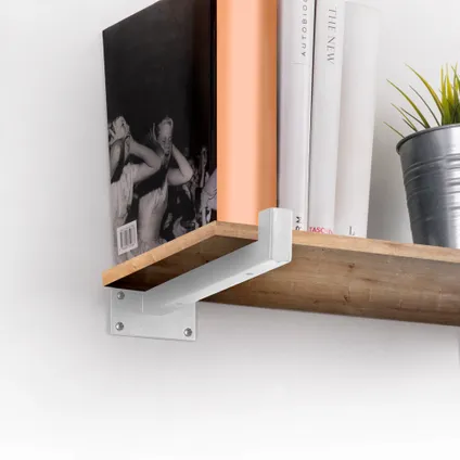 Jeu de supports pour étagères en bois Shelf droit avec tube carré Emuca, Acier, Peint en blanc 5
