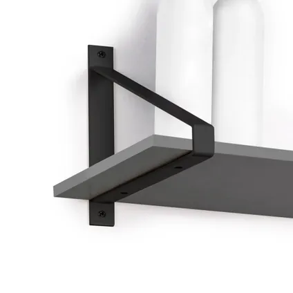 Emuca Set van houten plankdragers Shelf met driehoekige vorm, Staal, Zwart 5