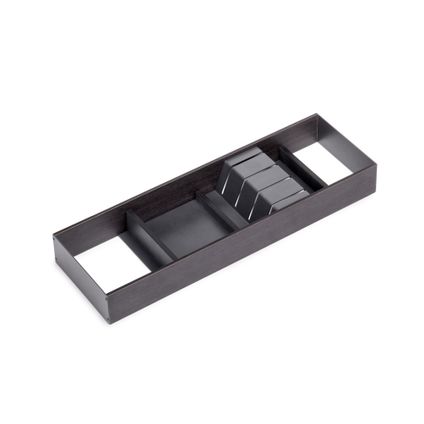 Porte-couteaux Orderbox pour tiroir Emuca, 150x470 mm, Gris anthracite, Acier et Bois