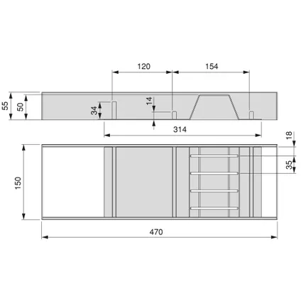 Emuca Orderbox Messenhouder voor lade, 150x470mm, Staal en Hout, Antracietgrijs 3