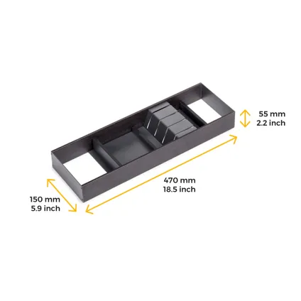 Porte-couteaux Orderbox pour tiroir Emuca, 150x470 mm, Gris anthracite, Acier et Bois 4