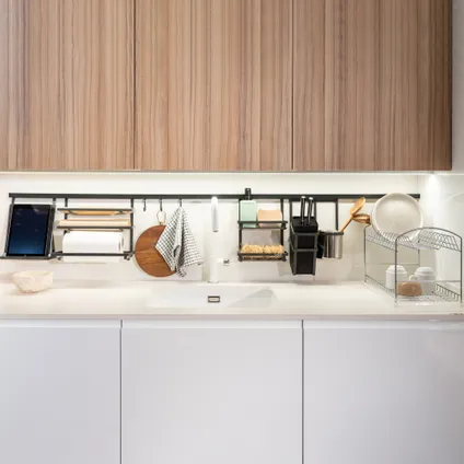 Emuca Titane keuken accessoire ophangrail, lengte 1,1m, Aluminium en Zamak, Antracietgrijs 2