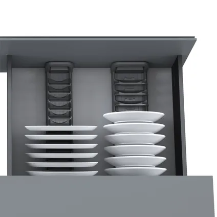 Porte-assiettes Orderbox pour tiroir Emuca, 90x470 mm, Gris anthracite, Aluminium et Plastique 5