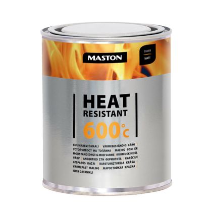 Maston Résistant à la Chaleur 600°C - Mat - Argent - Peinture Résistante à la Chaleur - 1 litre