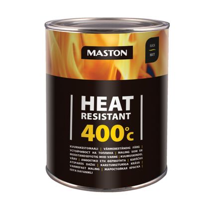 Maston Résistant à la Chaleur 400°C - Mat - Noir - Peinture Résistante à la Chaleur - 1 litre