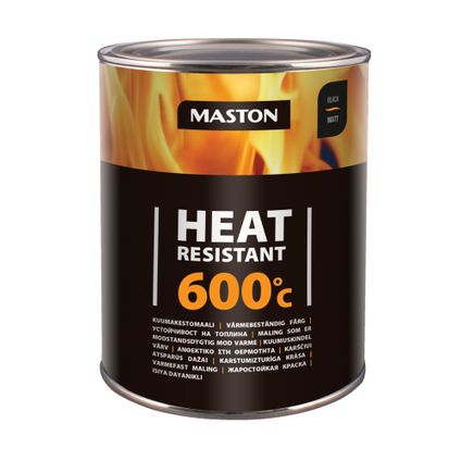 Maston Résistant à la Chaleur 600°C - Mat - Noir - Peinture Résistante à la Chaleur - 1 litre