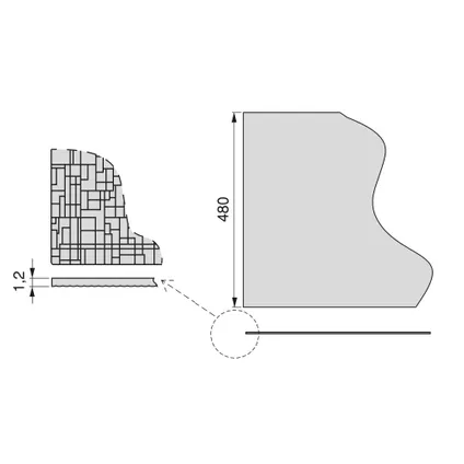 Emuca Antislipmat voor laden, Net effect, lengte 2000x48cm, Kunststof, Antracietgrijs 3