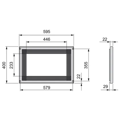 Emuca Magnetron frame, voor inbouw in keukenblok, module 600mm, 600x400mm, Plastic, Wit 3