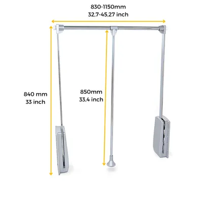 Emuca Opknoping hanger voor Hang kledingkast, verstelbare breedte 830-1150mm, Staal en Plastic 4