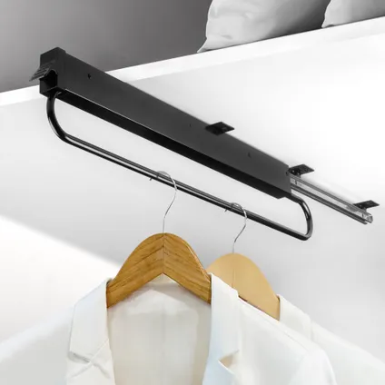 Emuca Uitschuifbare hanger voor grote dieptekast Self, L800mm, Staal en Plastic, Zwart gelakt 2