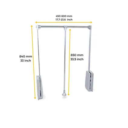 Emuca Opknoping hanger voor Hang kledingkast, verstelbare breedte 450-600mm, Staal en Plastic 4