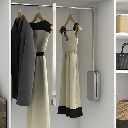 Emuca Sling hanger voor kledingkast, verstelbare breedte 830-1150mm, Staal en Plastic, Verchroomd 2