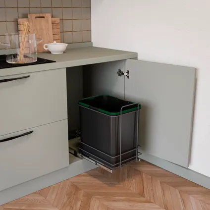 Emuca Recycle 1x35liter recyclingbak voor bodembevestiging en handmatig uitschuifbaar in keukenblok 2