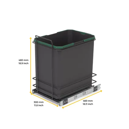 Emuca Recycle 1x35liter recyclingbak voor bodembevestiging en handmatig uitschuifbaar in keukenblok 4