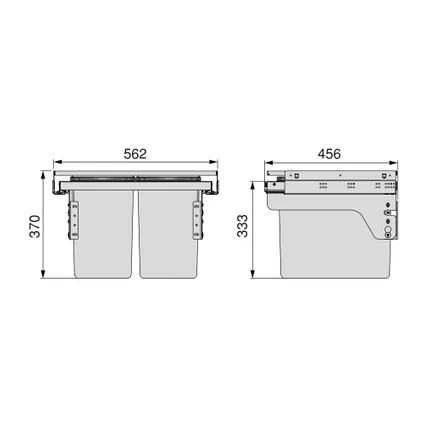 Emuca Recycle prullenbak voor zijmontage aan keukenblok Recycle 2x24liter, Staal, Plastic 3