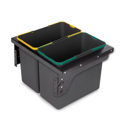 Emuca Recycle prullenbak voor zijmontage aan keukenblok Recycle 2x24liter, Staal, Plastic 6