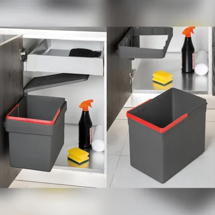 Emuca Prullenbak voor bevestiging aan deur van Recycle meubel, 1 x 15 liter uitschuifbare beker 5