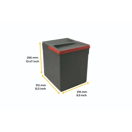 Kit de bacs de tri sélectif pour tiroirs de cuisine Recycle hauteur 266mm Emuca, 1x15litres 4