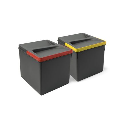 Kit de bacs de tri sélectif pour tiroirs de cuisine Recycle hauteur 216mm Emuca, 2x12litres