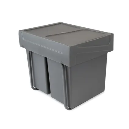 Emuca Recycle prullenbak voor bodembevestiging en handmatig uitschuifbaar in keukenblok 2x20 liter 2
