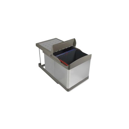 Emuca Recyclingbak voor bodembevestiging en automatische uitschuifbaar in keukenblok 2x16 liter